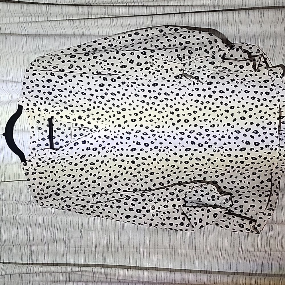 Lush off white animal print split neck top